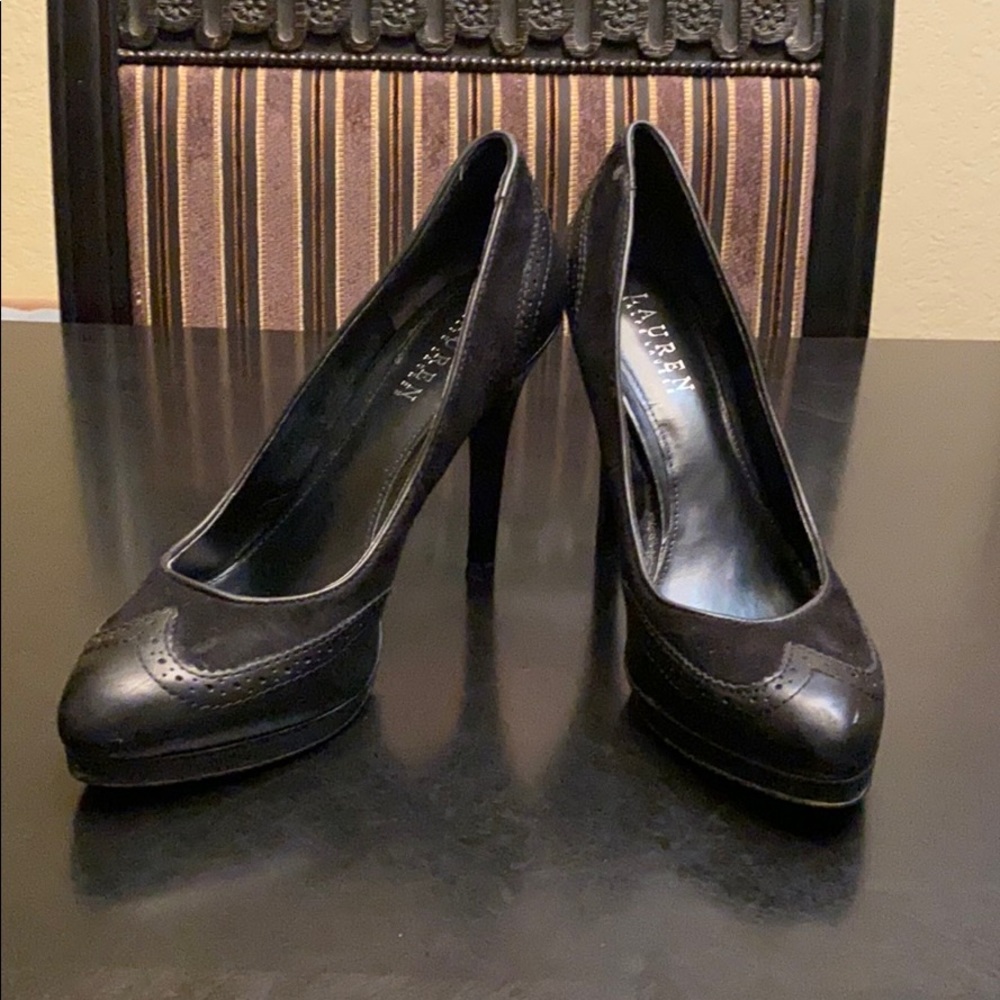 🌹Ralph Lauren Black Leather/Suede “Karen” Pumps🌹
